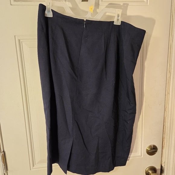 Vintage E Style Ebony Pencil Skirt Size 18 Navy Blue Zipper Knee Length - Picture 3 of 3